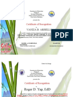 Vaniza B. Arbello: Certificate of Recognition