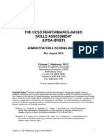 The Ucsd Performance-Based Skills Assessment (Upsa-Brief) : Administration & Scoring Manual