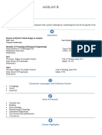 Agilan R's Resume for Mechanical Engineer