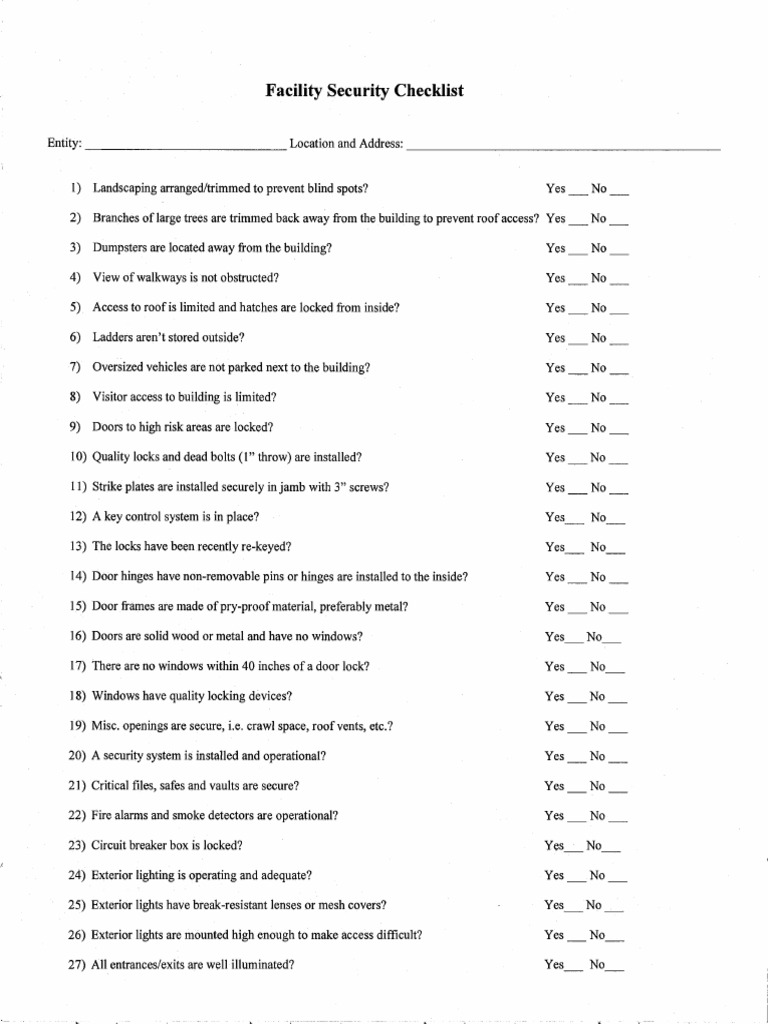 FacilitySecurityManualChecklists PDF Closed Circuit Television Occupational Safety And