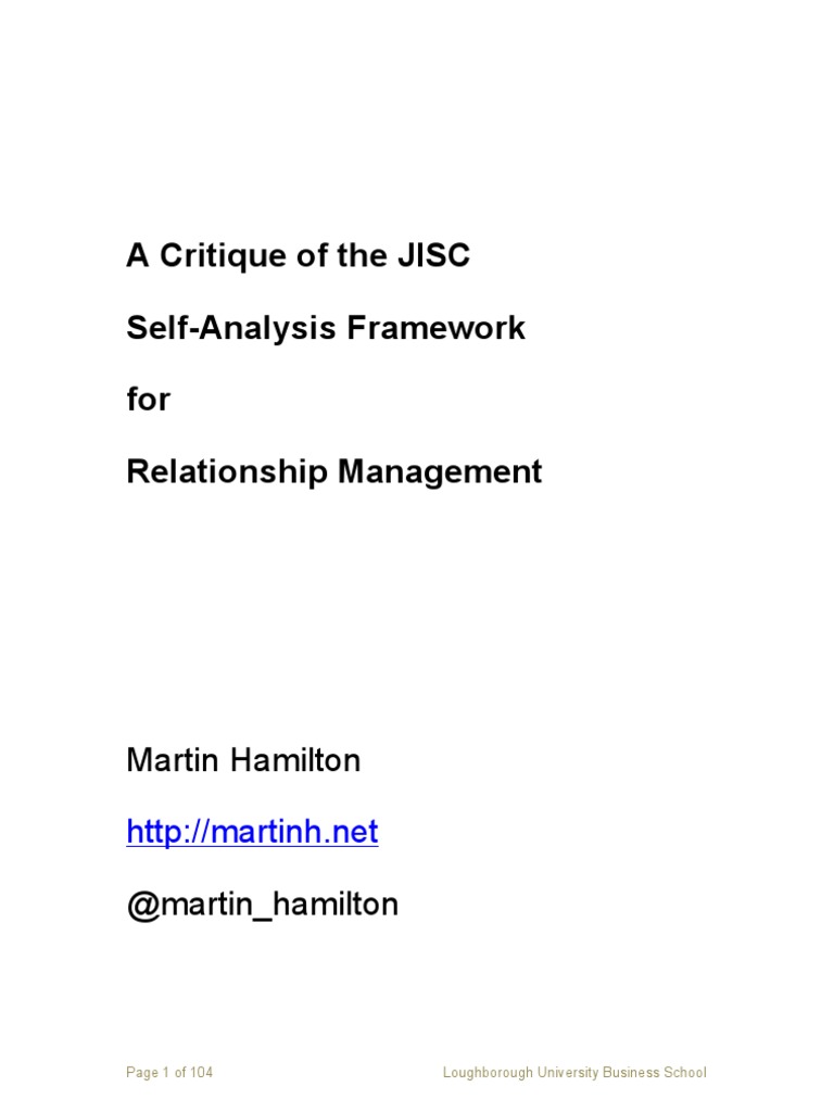 A Critique of The JISC Self-Analysis Framework For CRM | PDF | Customer ...