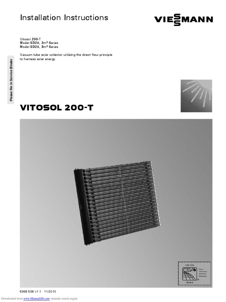 Tube sous vide Vitosol 200-T SD2A - Référence remplacée par 7865615