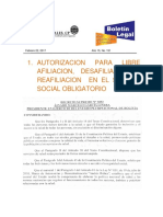 Boletin Legal N° 151 Autor libre afiliacion cajas