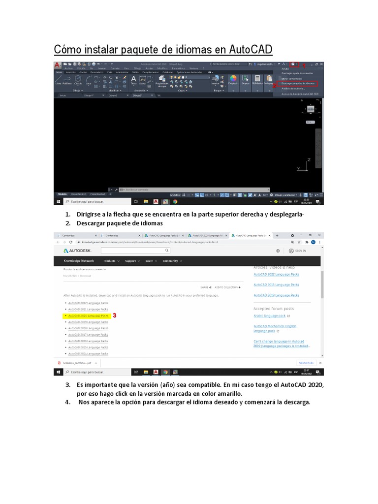 Como Instalar Paquete de Idiomas en AutoCAD PDF