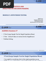 Business Statistics and Analytics in Decision Making: Module 5: Hypothesis Testing