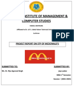 Hindustan Institute of Management & Computer Studies: Project Report On STP of Mcdonald'S