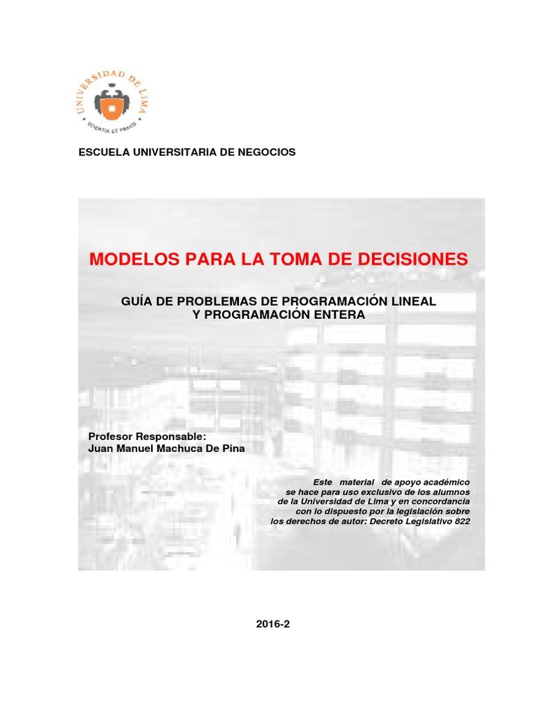 Modelos para La Toma de Decisiones Guia | PDF | Presupuesto | Dieta