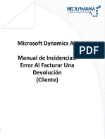 Manual de Incidencias Error Al Facturar Una Devolución (Cliente)