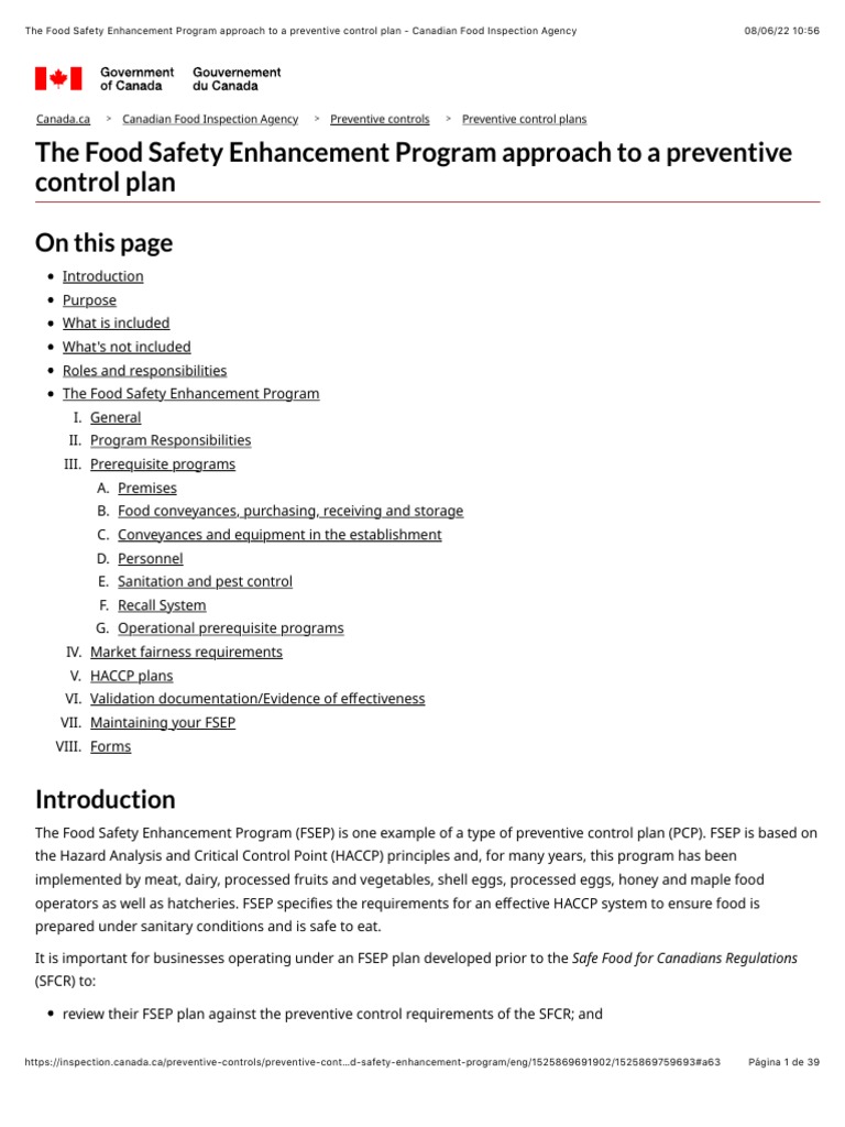The Food Safety Enhancement Program Approach To A Preventive Control