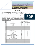 Notice: No. WBPRB/NOTICE - 2022/30 (CONS. - KP - 22)