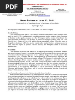 Download News Release A Final Long Report - Obamas Certificate of Live Birth - 6132011 by ObamaRelease YourRecords SN57785134 doc pdf