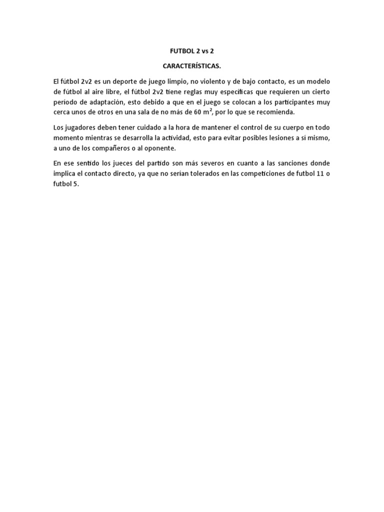 Reglas del Fútbol 2 vs 2 | PDF | Asociación de Futbol | Deportes atléticos