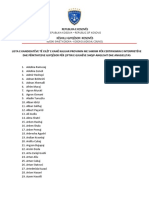 Lista e Kandidateve Te Cilet e Kane Kaluar Testin Per Certifikimin e Interpreteve Dhe Perkthyesve Gjyqesor Per Ciftin e Gjuheve Shqip-Anglisht Dhe Anasjelltas