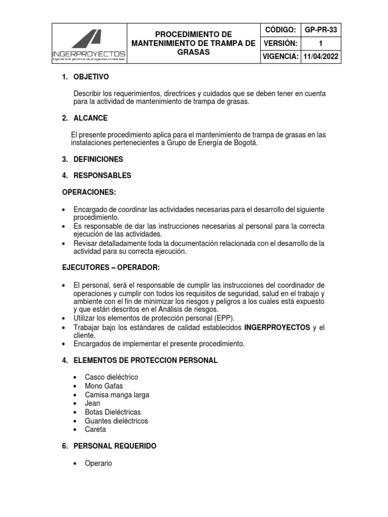 GPPR33 Procedimiento de Trampa de Grasas PDF