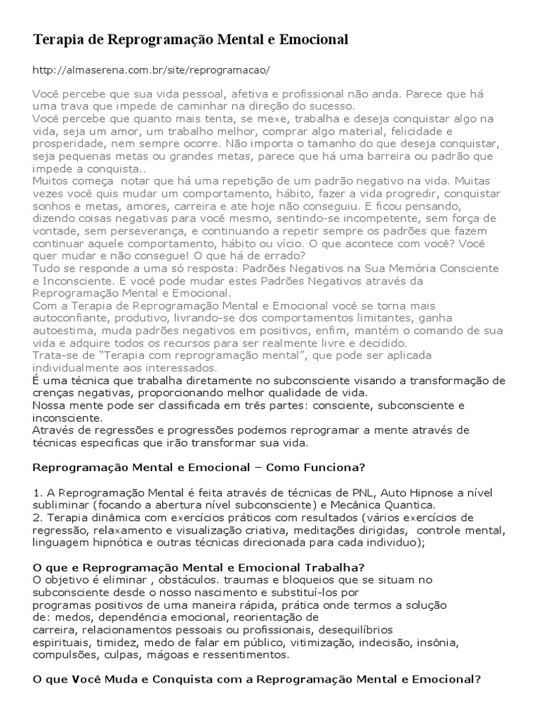Transforme sua Vida: Reprograme-se | PDF | Mente | Mente inconsciente