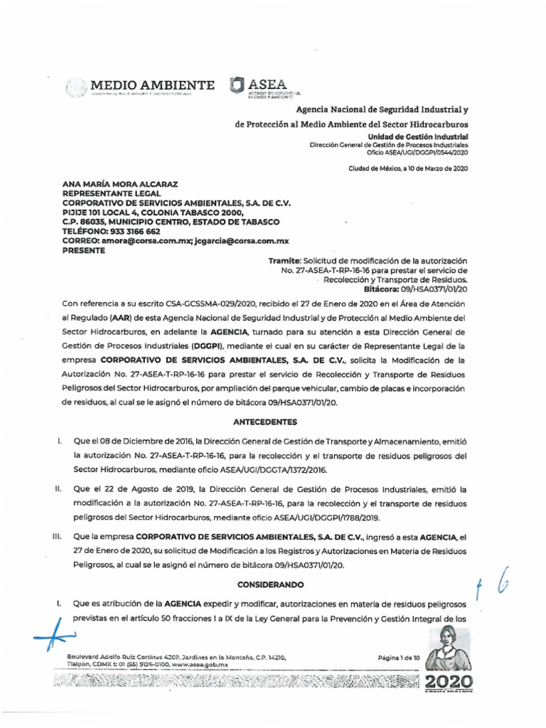 27-ASEA-T-RP-16-16 CORSA - Modificacion 02 | PDF