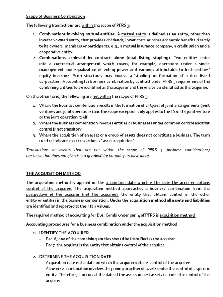 Business Combination LN PDF Valuation (Finance) Goodwill
