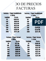 precios facturas