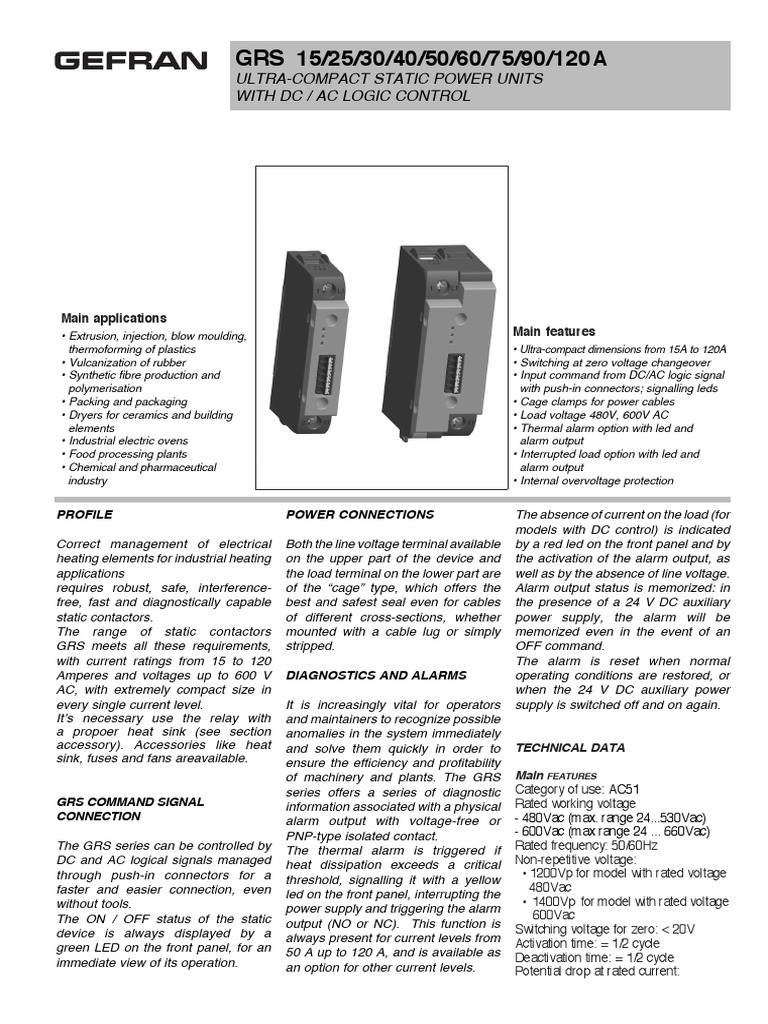Static Power Units With DC / Ac Logic Control Main
