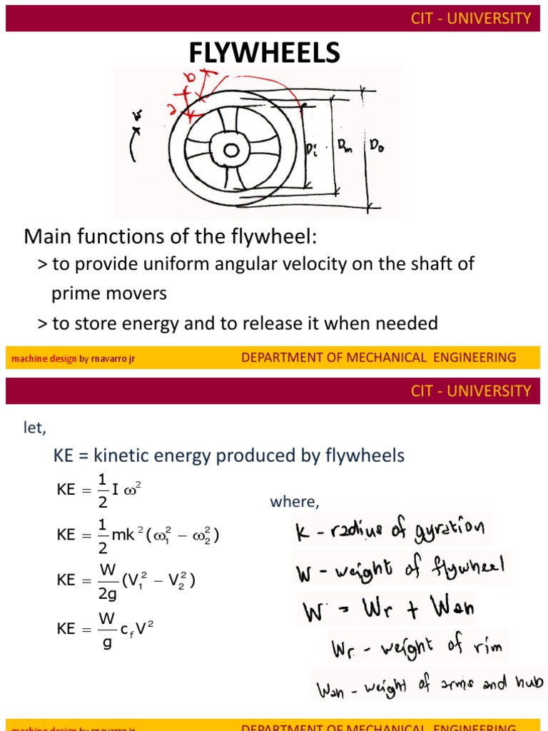 Flywheels Main Functions of The Flywheel PDF Mechanical