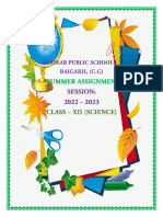 Summer Assignment 2022-23 Class 12 Sci