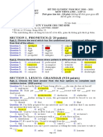 SECTION 1. PHONETICS (2/ 20 Points) : Lưu Ý Dành Cho Thí Sinh