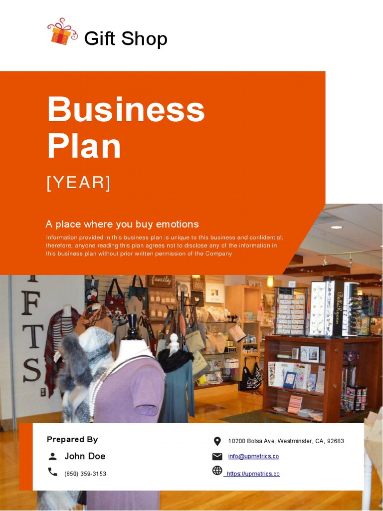 Gift Shop Business Plan Example PDF Expense Gross Margin