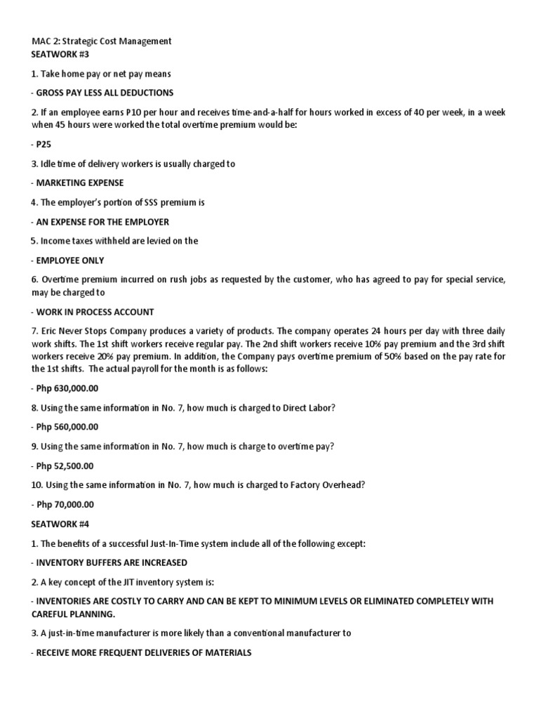MAC 2 - Strategic Cost Management Set of Problems | PDF | Cost Of Goods ...