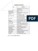Specification For A3 Printer: Features Description