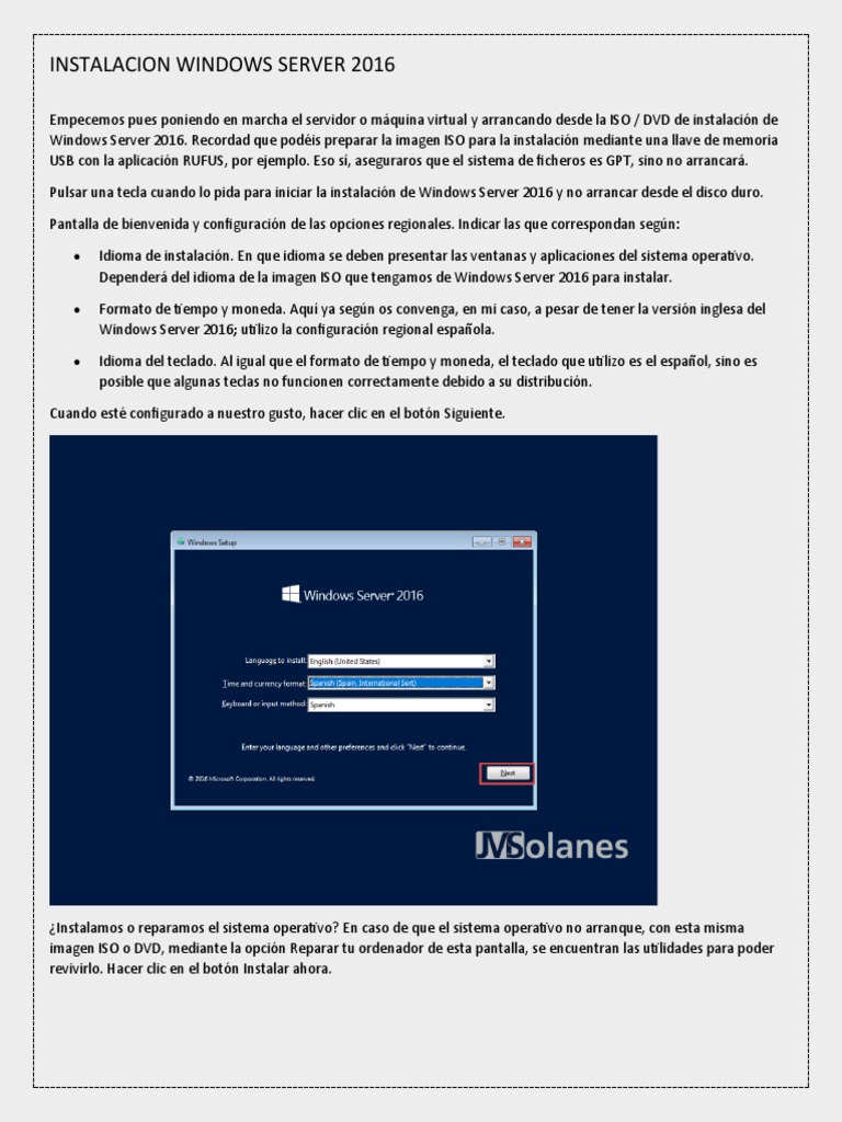 Guía de Instalación de Windows Server 2016 | PDF | Directorio Activo ...