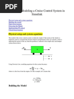 Example: Modeling A Cruise Control System in Simulink: Physical Setup and System Equations