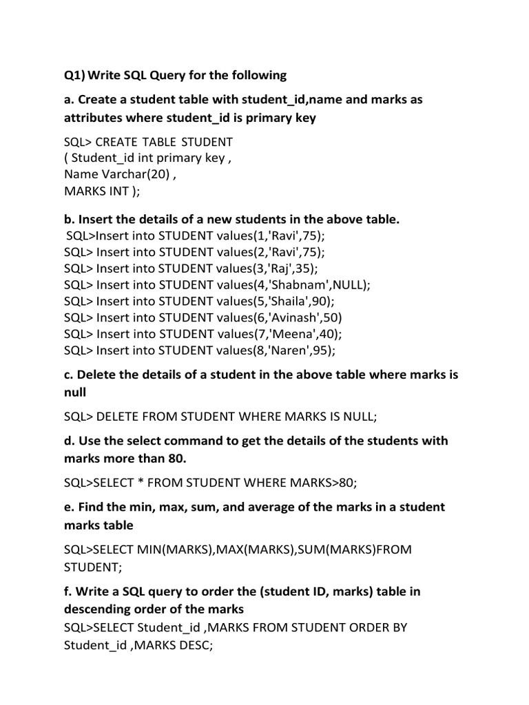 SQL Queries for Student Table Management | PDF | Sql | Computing