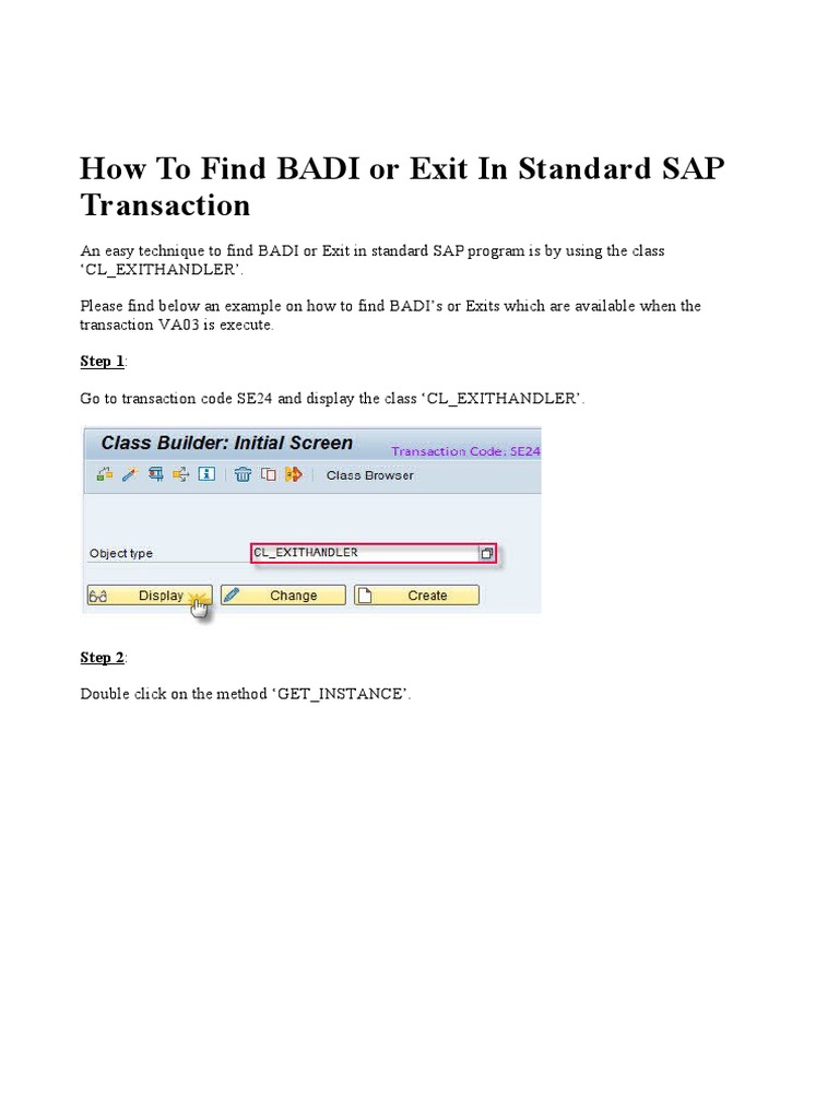 Finding BADI in SAP Using SE24 | PDF