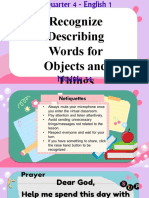 Recognize Describing Words For Objects and Things