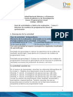 Guia de Actividades y Rúbrica de Evaluación - Unidad 2 - Tarea 3 - Solución de Modelos de Programación Lineal de Optimización