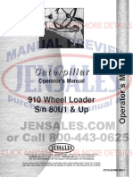 Caterpillar 910 Wheel Loader Operators Manual SN 80u1 and Up