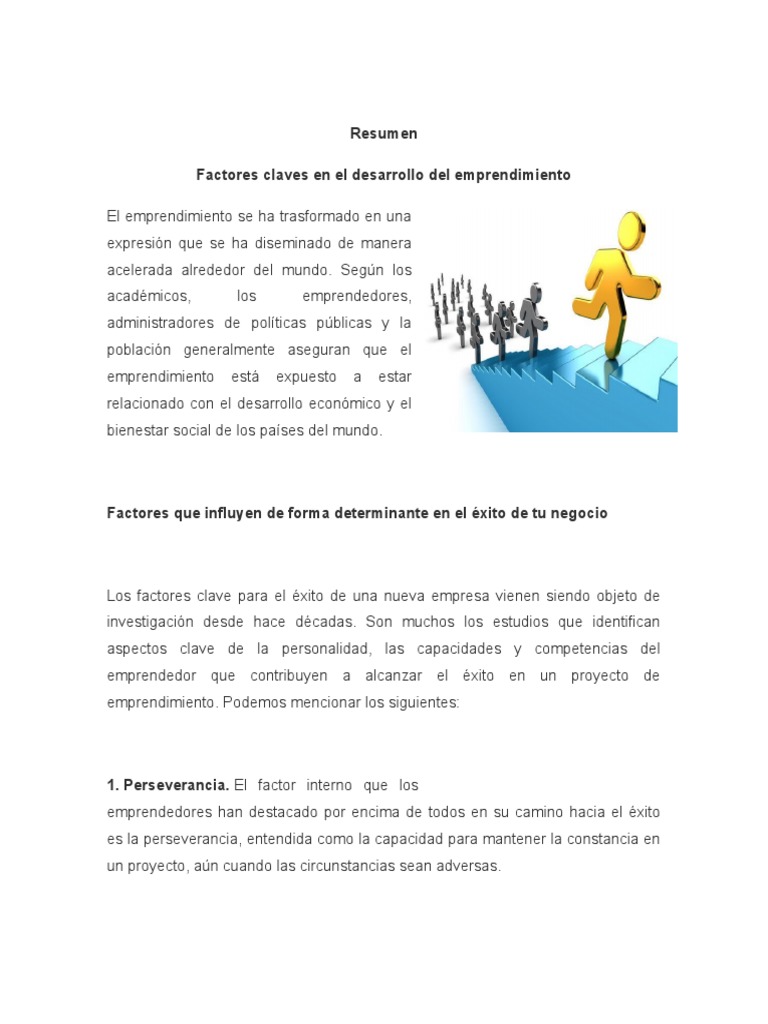 Claves para el Éxito del Emprendimiento | PDF | Iniciativa empresarial ...