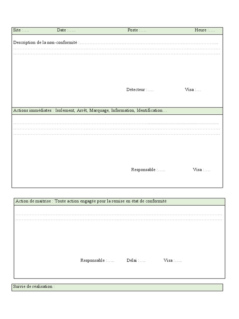 Feuille De Non Conformité , Les 5 étapes d’une gestion des non ...