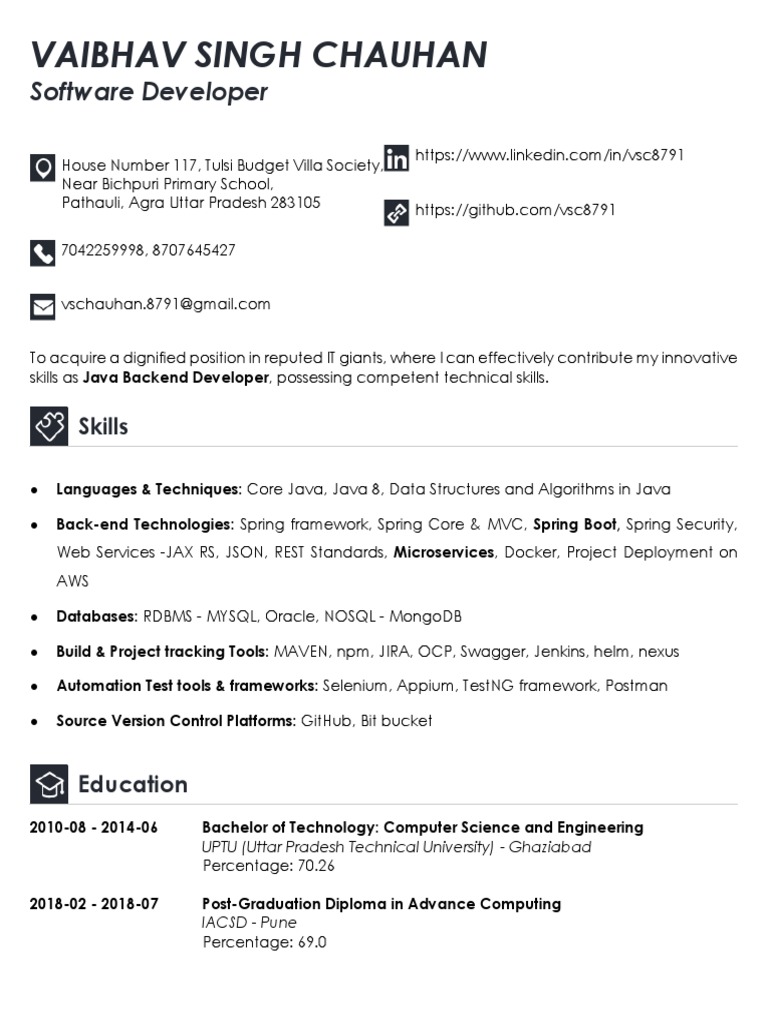 Vaibhav Singh Chauhan: Software Developer | PDF | Selenium (Software ...