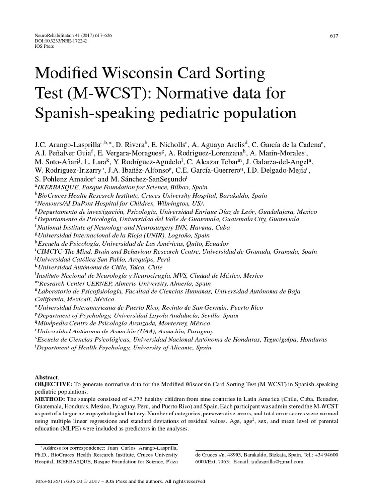 Modified Wisconsin Card Sorting Test (MWCST)