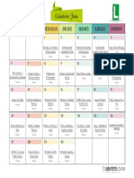 Calendario de entrenamientos para junio con rutinas de yoga, pilates, cardio y tonificación