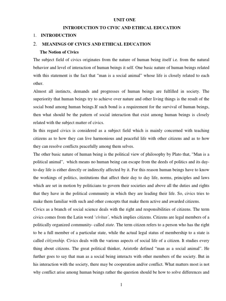 Introduction to Civic and Ethical Education | PDF | Morality | Value ...