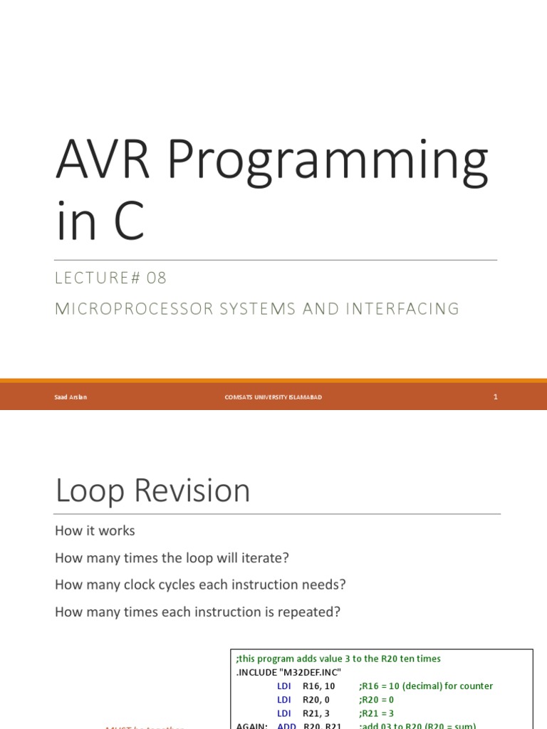 AVR C Programming: Loops and Data Types | PDF | Integer (Computer ...