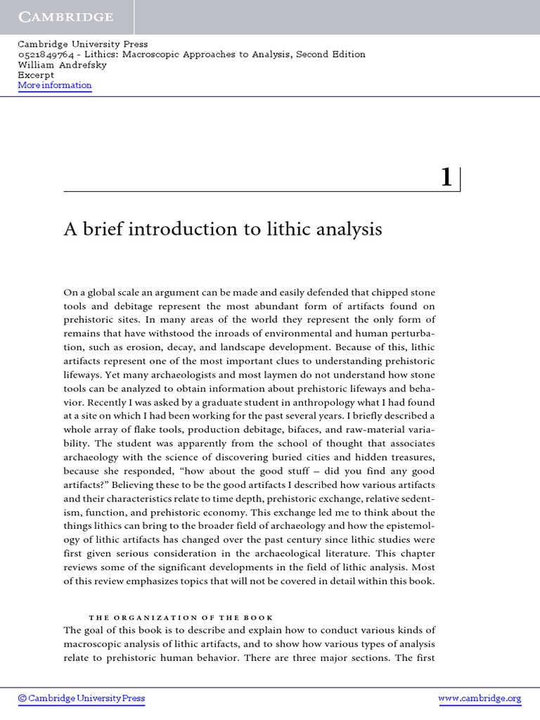 Andrefsky A Brief Introduction To The Lithic Analysis Pdf Artifact
