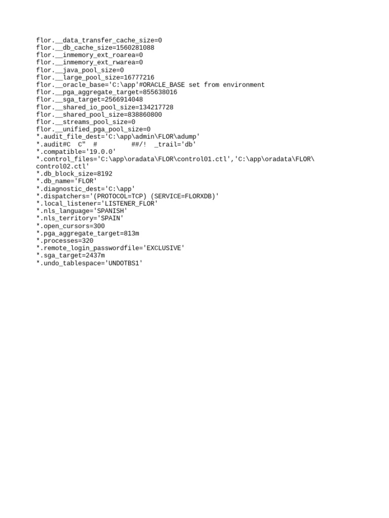 Oracle Database Configuration Settings | PDF