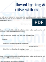 Verbs Followed by - Ing and in Nitive With To - CLASS