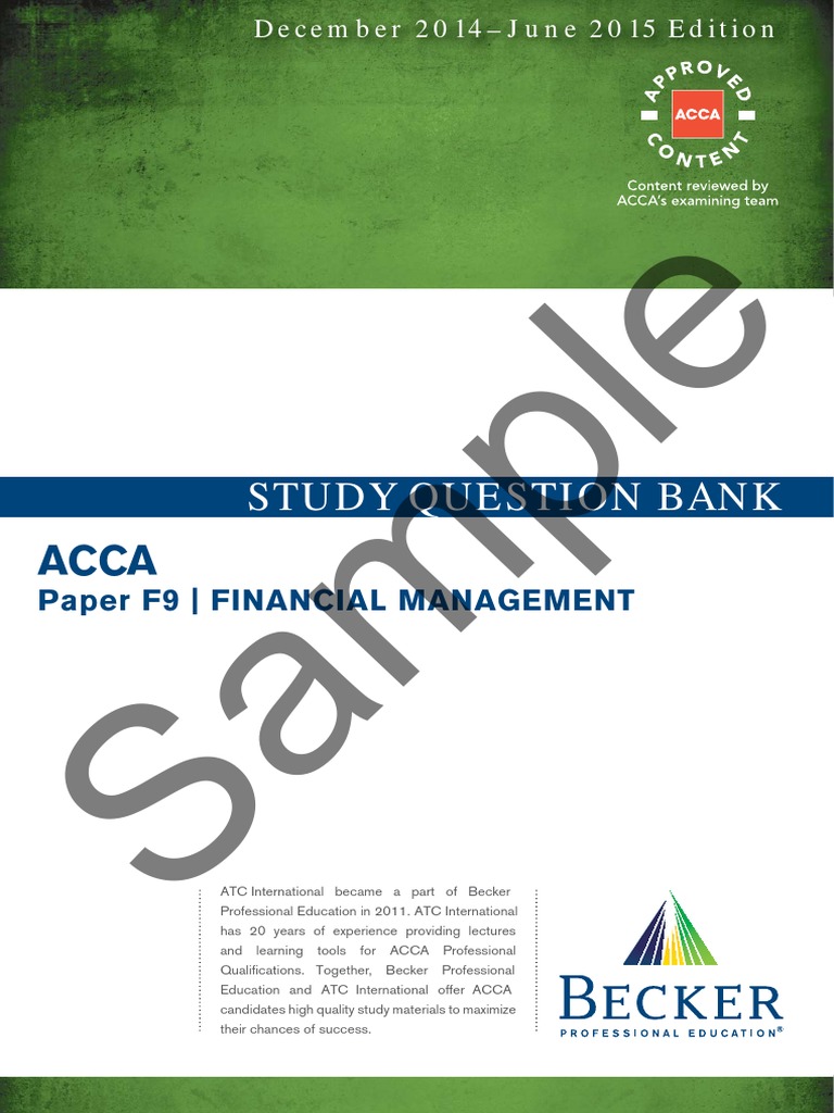 Sample Acca Study Question Bank Paper f9 Financial Management December ...