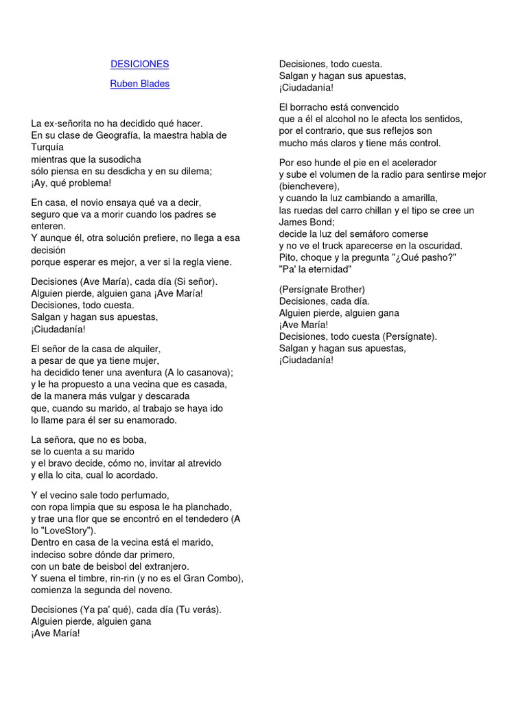 Desiciones Letra | PDF