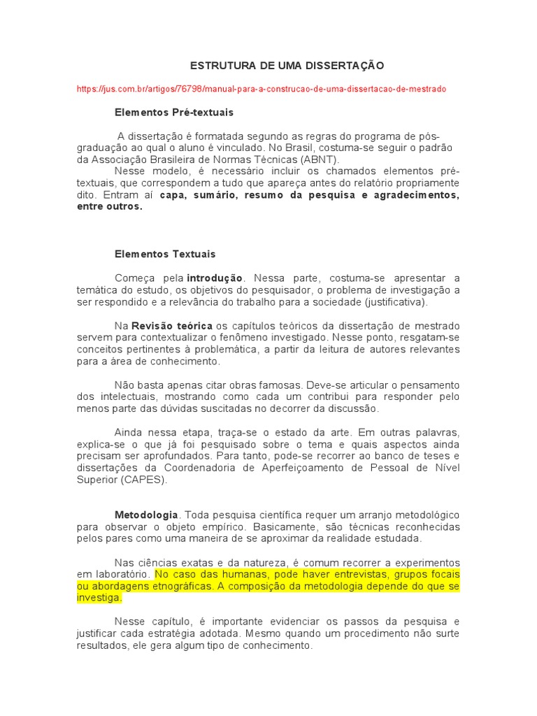 Estrutura da Dissertação de Mestrado | PDF | Método científico | Science