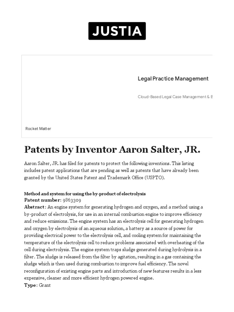 Aaron Salter, JR. Inventions, Patents and Patent Applications Justia